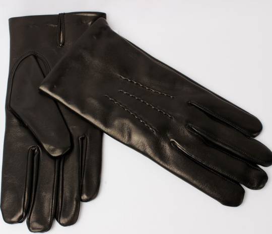 Mens Italian leather wool lined gloves black Style:S/ML2371W